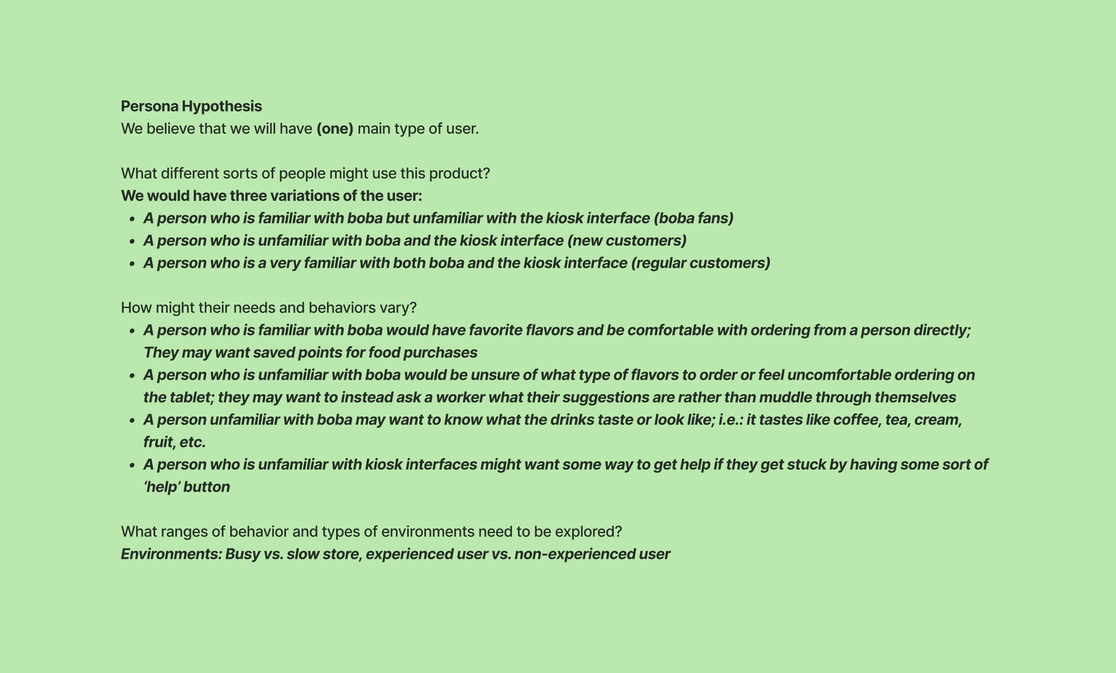 Our persona hypothesis