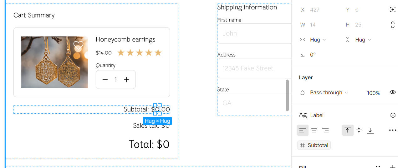 The &#39;Subtotal&#39; variable applied to the text layer